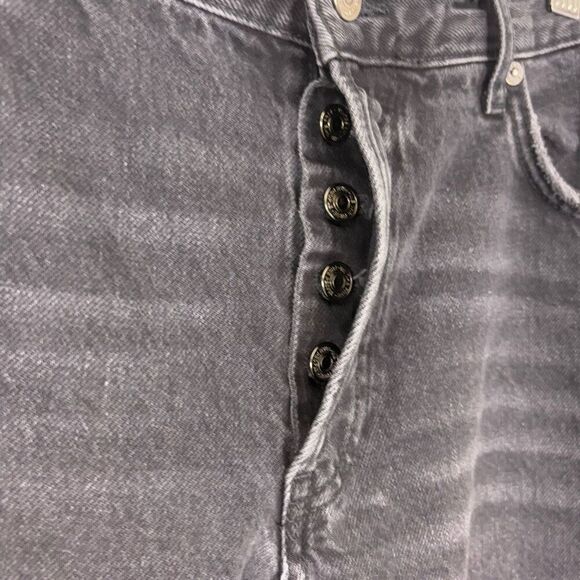 Free People Cropped Distressed Jeans Black Blown Out Knees Size 29 - Picture 7 of 14